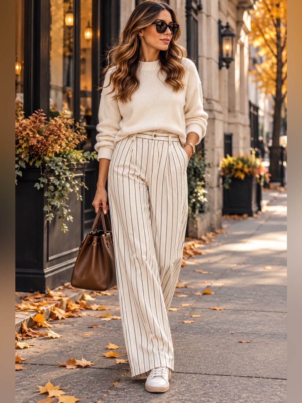 LOFT Striped Wide Leg Pants – Size 6 Short